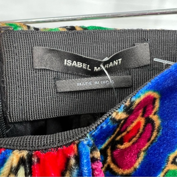 NWT Isabel Marant Velvet Breena Skirt 34 Printed Draped Flawed Rare - Picture 3 of 12